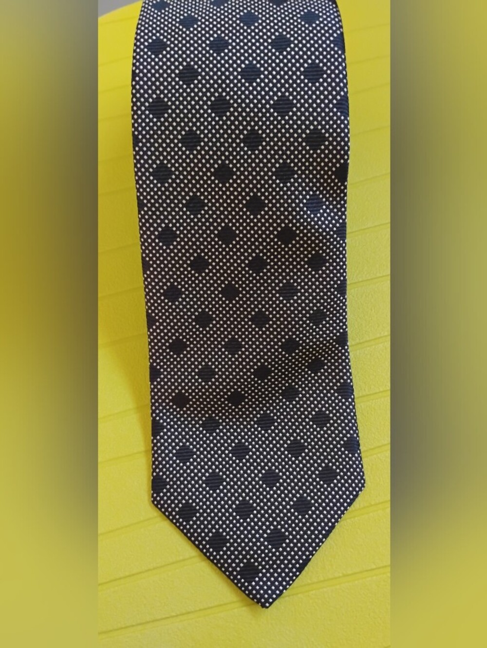 Paul Stuart Navy Blue Rectangle Patterned Tie